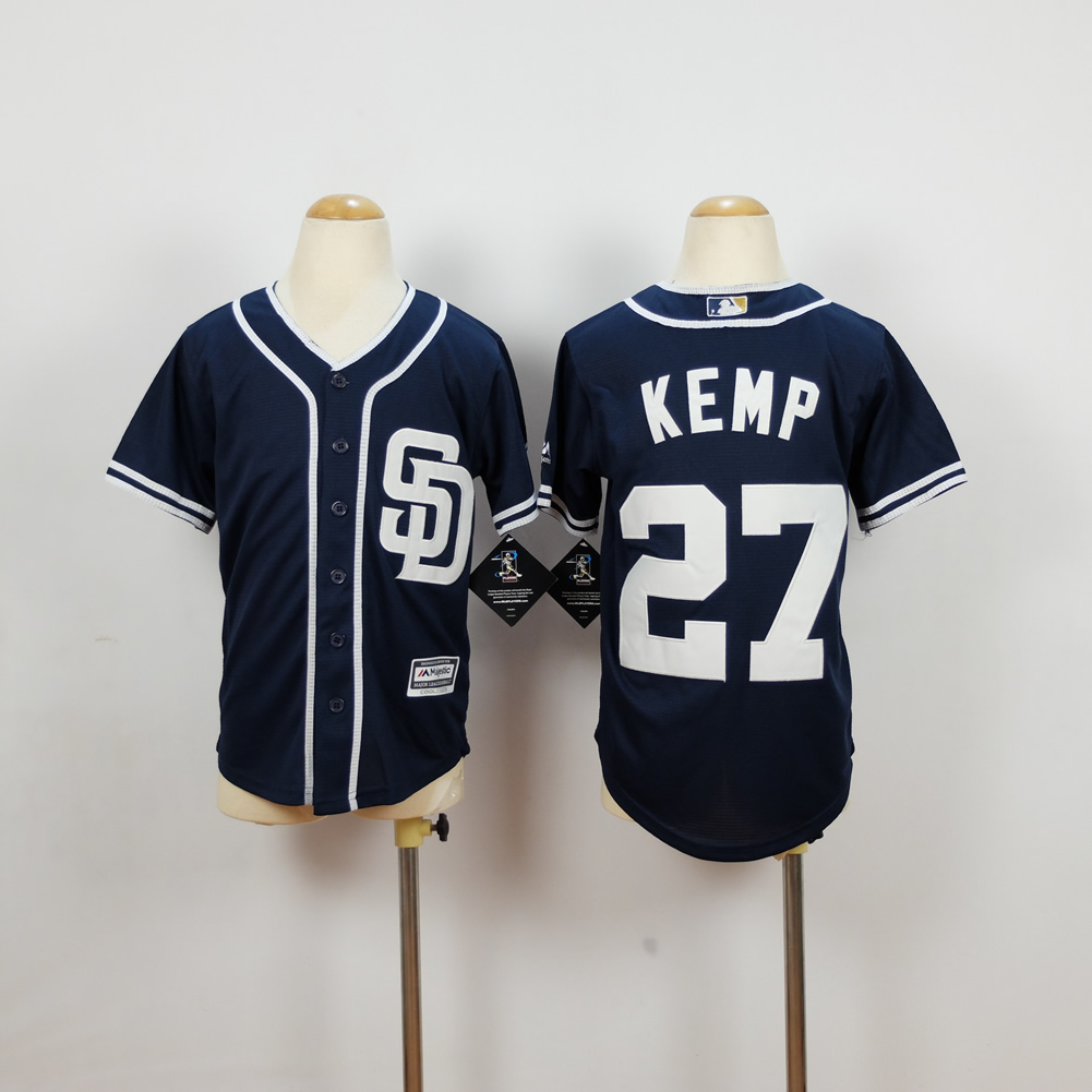 Youth San Diego Padres #27 Kemp Blue MLB Jerseys